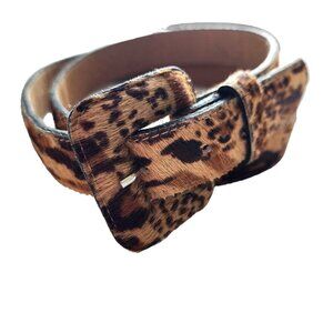 Vintage Accessories By Pearl Leather Animal Hair Print Belt Mob Wife 80s 40 in.